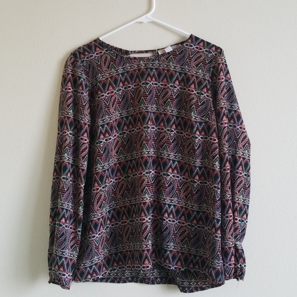 Multi-colored long sleeve blouse - Picture 1 of 2